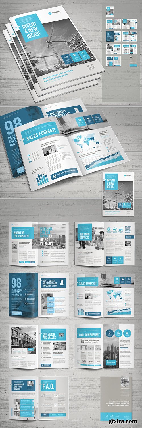 Business Brochure Layout with Blue Accents 246672292