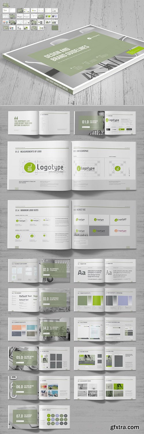 Brand Manual Layout with Pale Green Accents 243531204