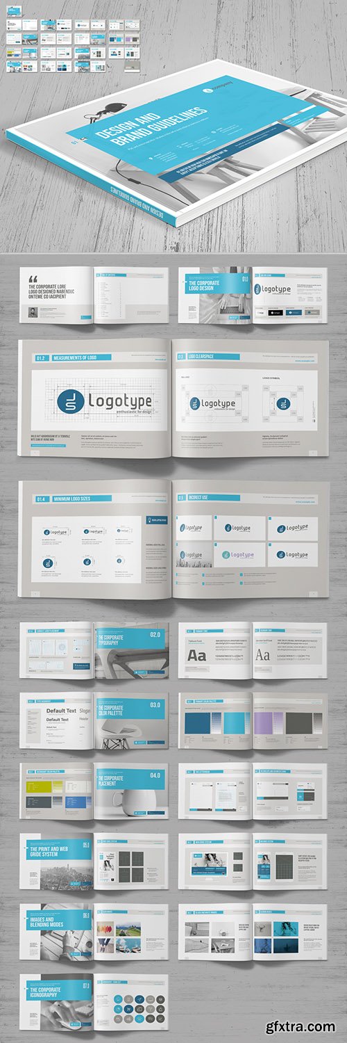 Brand Manual Layout with Blue Accents 243531188