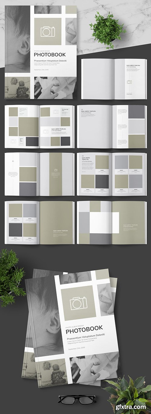 Photo Album Layout with Grey Accents 242748211