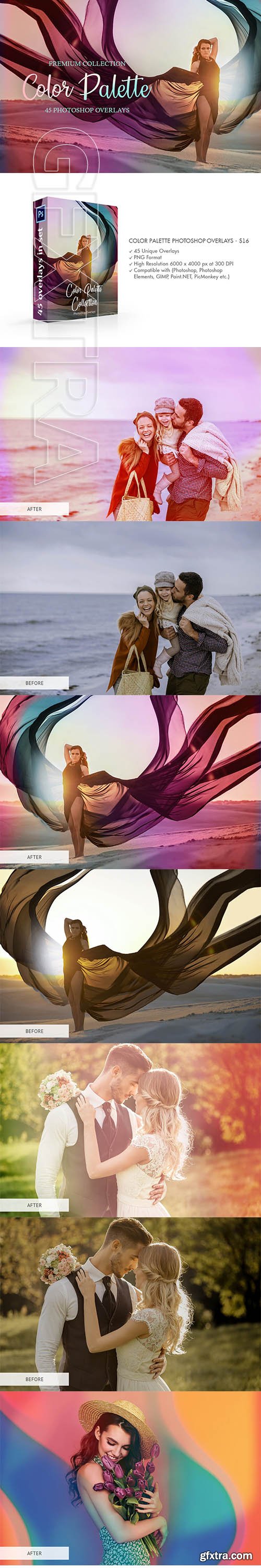 CreativeMarket - Color Palette Photoshop Overlays 3889321