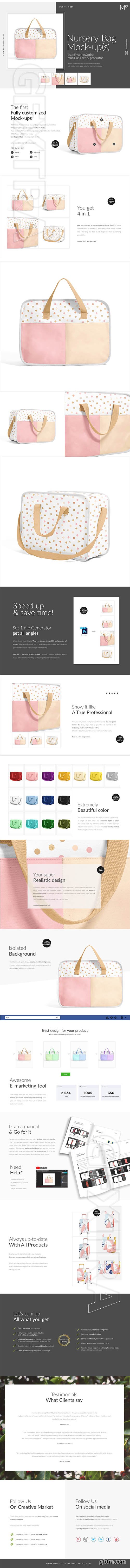 CreativeMarket - Nursery Bag Mock-ups Set & Generator 3886585