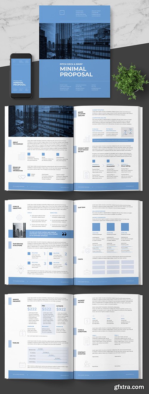 Brief Pitching Proposal Layout with Blue Accents 242506893