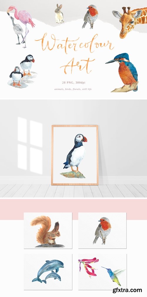 Watercolour wall art, Watercolour painting prints, 28 png 301497