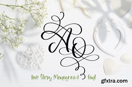 CM - Love Story Monogram Font 3993043
