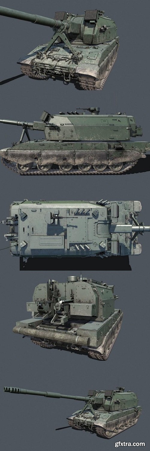 Self Propelled Artillery Koalitsiya 2S35 3D Model