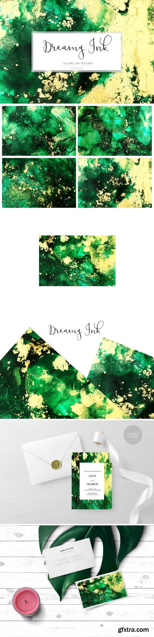 Dreamy Ink Textures, Green Gold Wedding 1678048