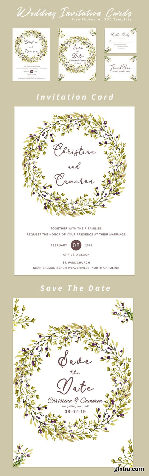 Wedding Invitation Cards - PSD Template