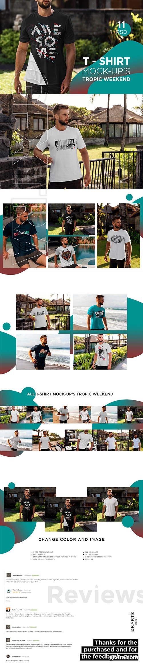 CreativeMarket - T-Shirt Mock-Up Tropic Weekend 3808013