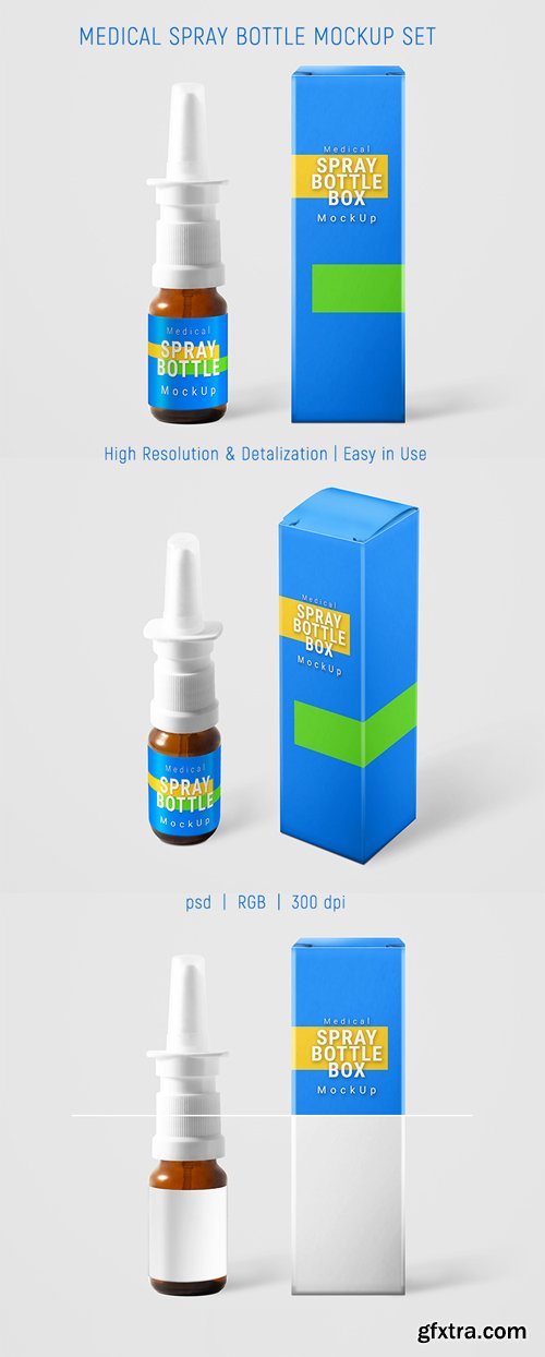 Spray Bottle & Box PSD Mockup