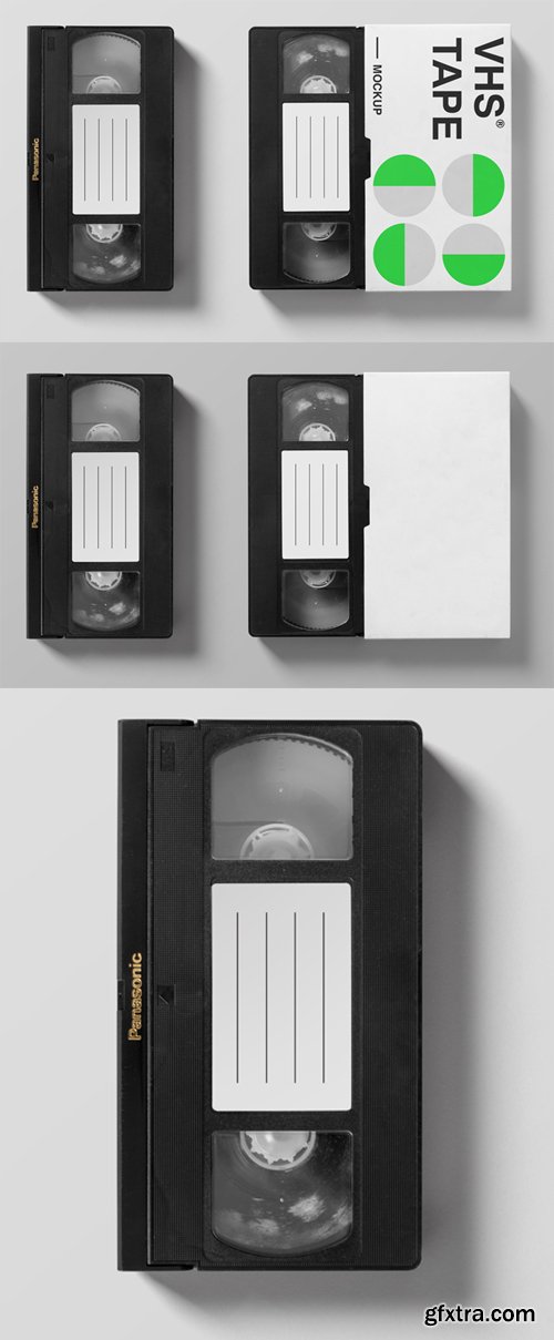 Realistic Video Home System Tape PSD Mockup