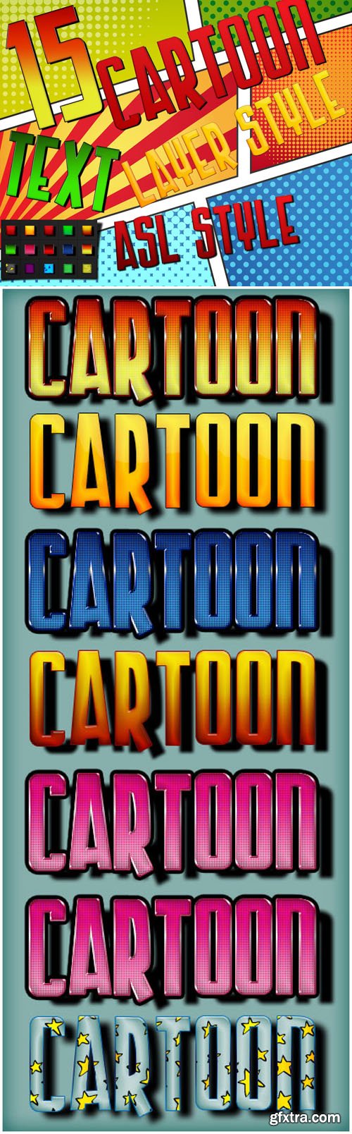 15 Colorful Cartoon Text Layer Styles