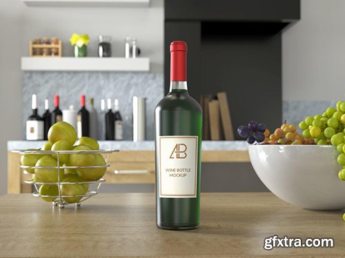 Wine Bottle PSD Mockup