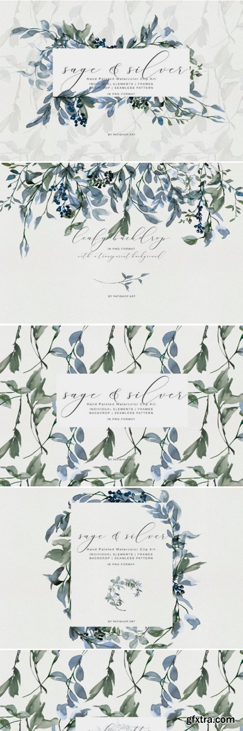 Watercolor Leafy Clipart Collection 1680176