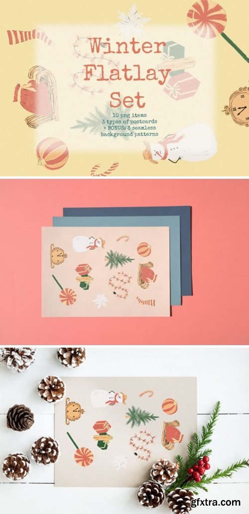 Winter Flatlay Set: Postcard Constructor 1680166