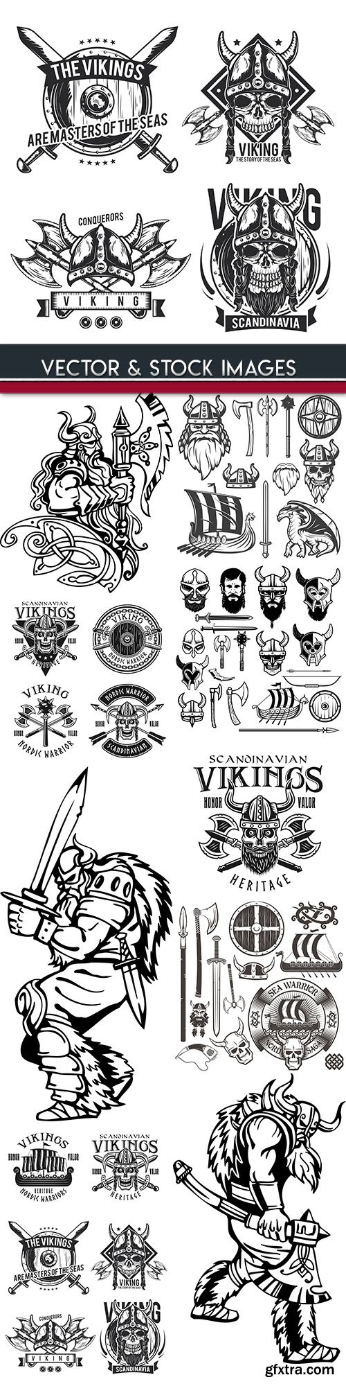 Viking Scandinavian weapon and emblem skull 3