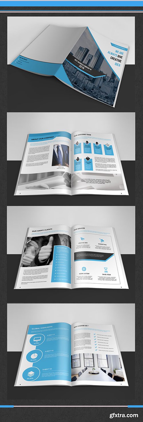 Business Brochure Layout with Blue Accents 243571115