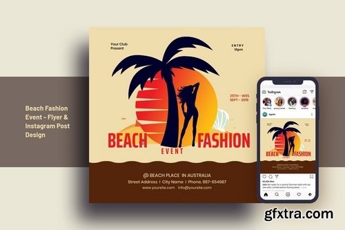 Beach Fashion Event Flyer & Insta Post Design