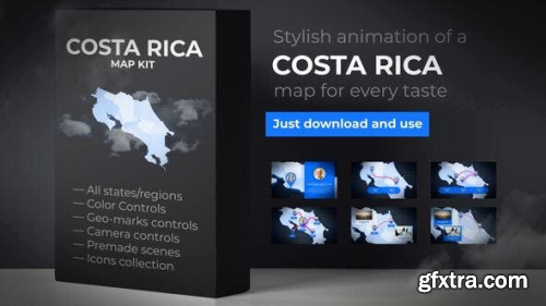 VideoHive Costa Rica Animated Map - Republic of Costa Rica Map Kit 24294823