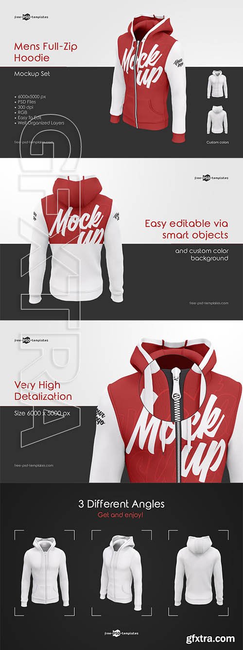 CreativeMarket - Mens Full-Zip Hoodie MockUp Set 3838282