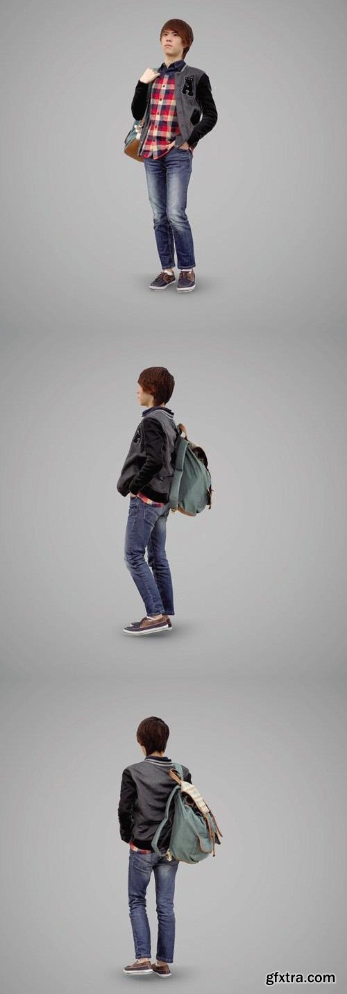 Student with a backpack 3D Model