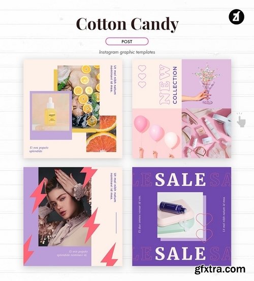 Cotton candy social media graphic templates