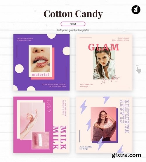 Cotton candy social media graphic templates