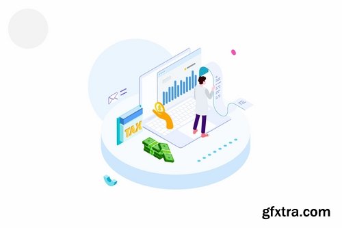 Pay Tax of Finance Isometric Illustration