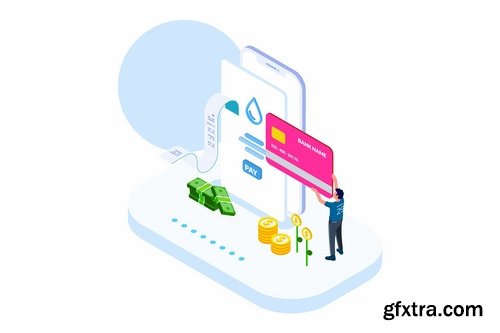 Pay Money of Finance Isometric Illustration