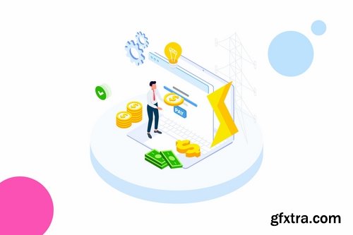 Pay Money of Finance Isometric Illustration