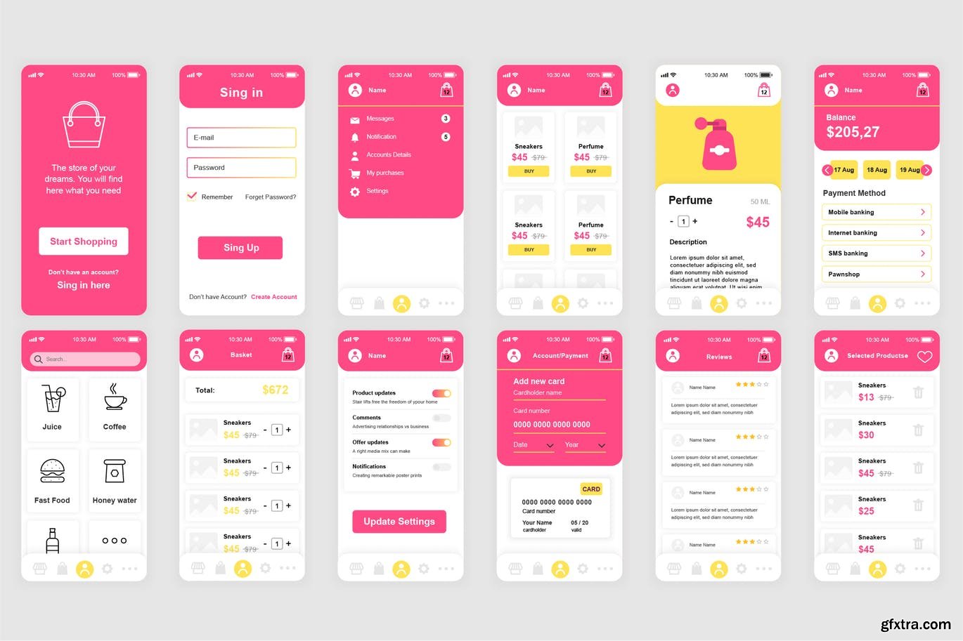 Mobile App UI Kit » GFxtra