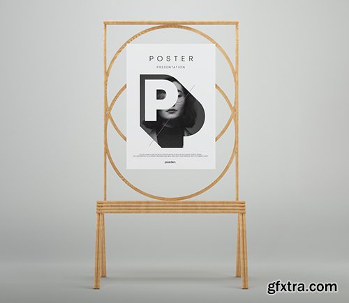 Psd Poster Wood Frame Mockup