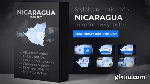 VideoHive Nicaragua Animated Map - Republic of Nicaragua Map Kit 24303566