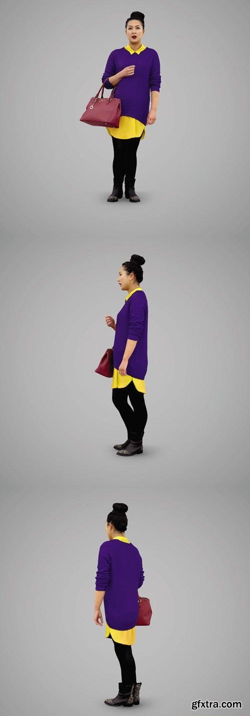 Woman in purple sweater with a handbag 3D Model