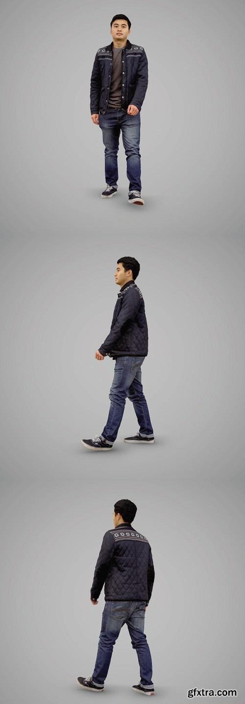 Man in casual wear is walking 3D Model