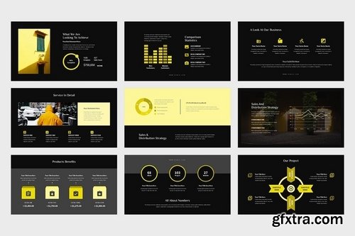 Domia Yellow Color Tone Pitch Deck Keynote