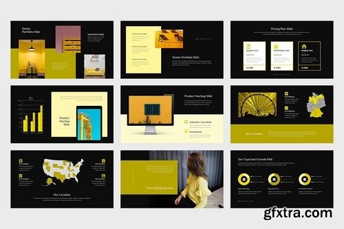 Domia Yellow Color Tone Pitch Deck Keynote