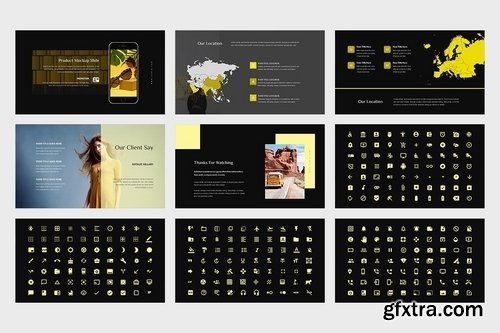 Domia Yellow Color Tone Pitch Deck Keynote