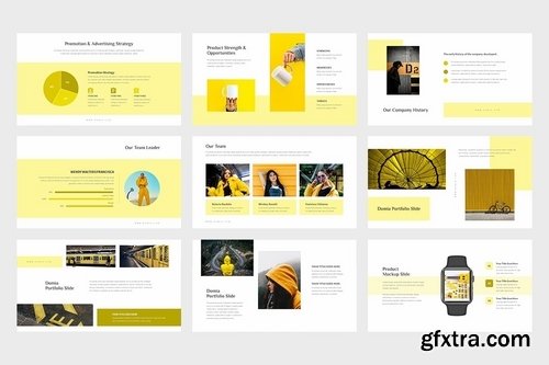 Domia Yellow Color Tone Pitch Deck Keynote