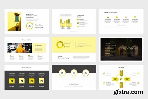 Domia Yellow Color Tone Pitch Deck Keynote