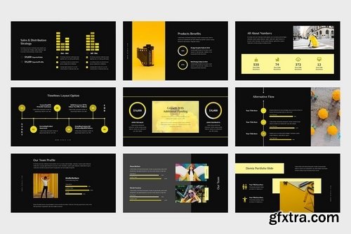 Domia Yellow Color Tone Pitch Deck Keynote