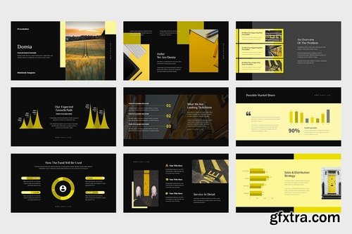 Domia Yellow Color Tone Pitch Deck Keynote