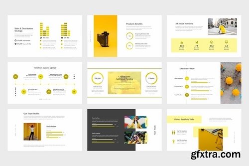 Domia Yellow Color Tone Pitch Deck Keynote