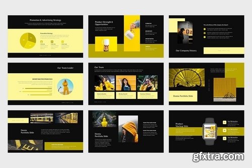 Domia Yellow Color Tone Pitch Deck Keynote