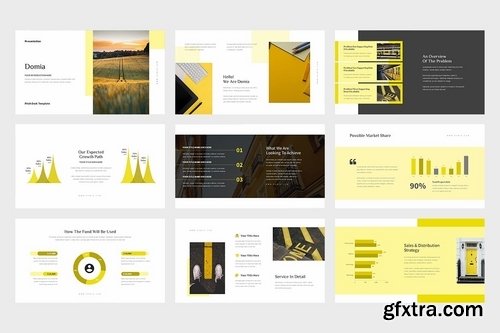 Domia Yellow Color Tone Pitch Deck Keynote