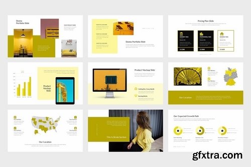 Domia Yellow Color Tone Pitch Deck Keynote