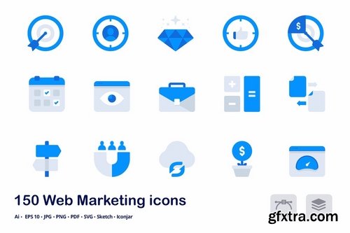 Web Marketing Accent Duo Tone Flat Icons