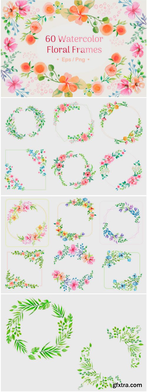 Vector Watercolor Floral Frames 1685188