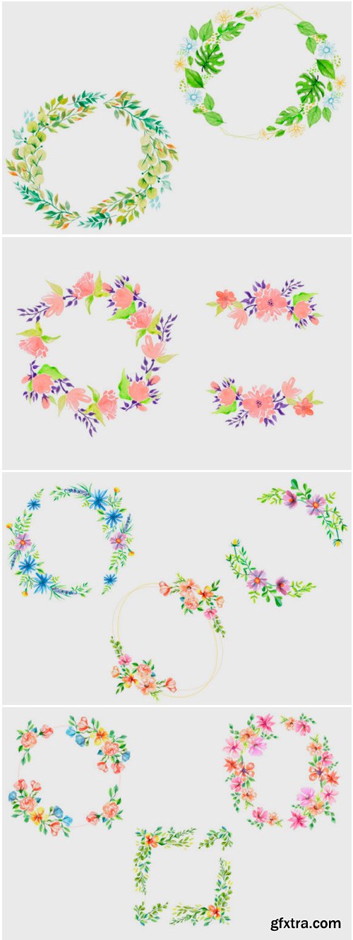 Vector Watercolor Floral Frames 1685188