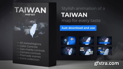 VideoHive Taiwan Animated Map - Republic of China ROC Map Kit 24306340